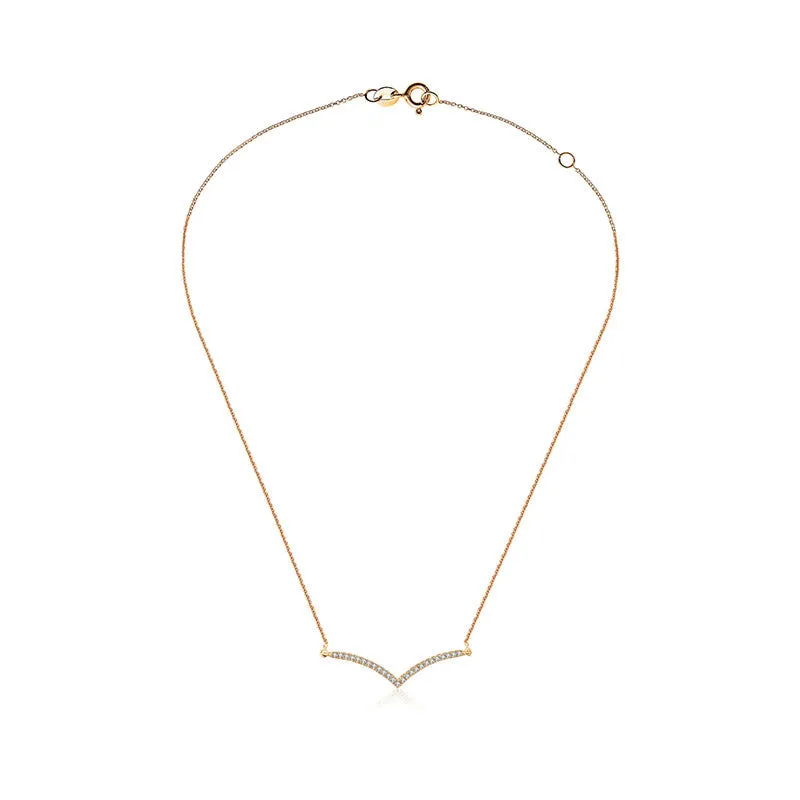 18k Gold Double Curve Diamond Necklace