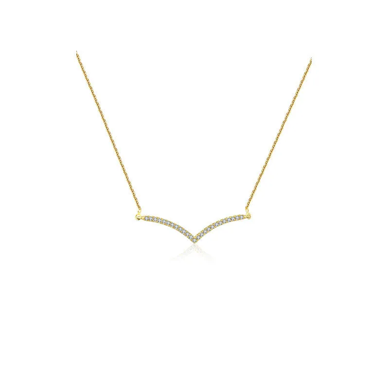 18k Gold Double Curve Diamond Necklace