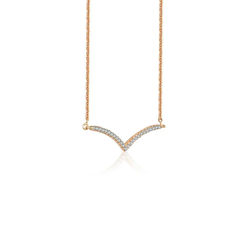 18k Gold Double Curve Diamond Necklace