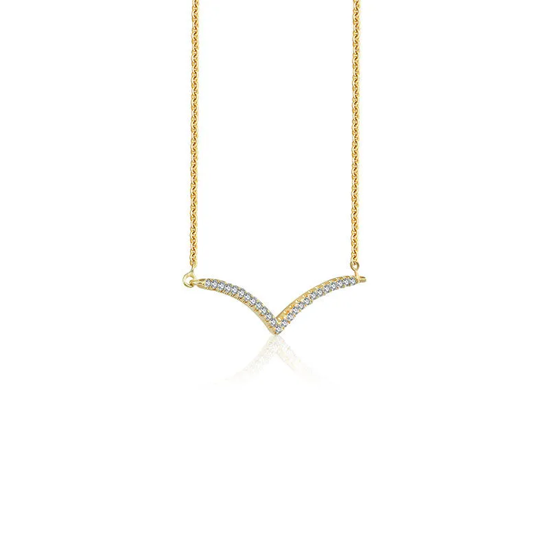 18k Gold Double Curve Diamond Necklace
