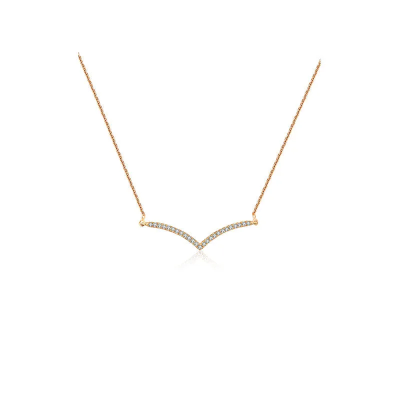18k Gold Double Curve Diamond Necklace