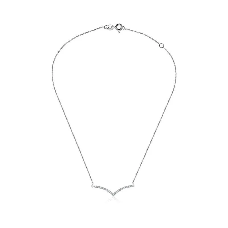 18k Gold Double Curve Diamond Necklace