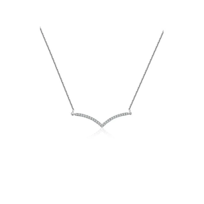 18k Gold Double Curve Diamond Necklace