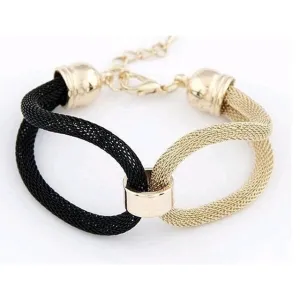 18k Gold Filled High Polish Finsh Black and Yellow Popcorn Mesh Bangle bracelet