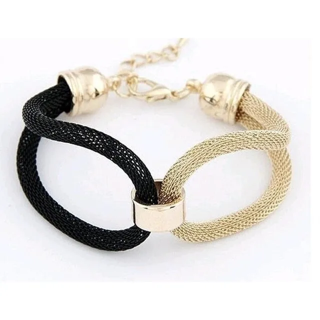 18k Gold Filled High Polish Finsh Black and Yellow Popcorn Mesh Bangle bracelet