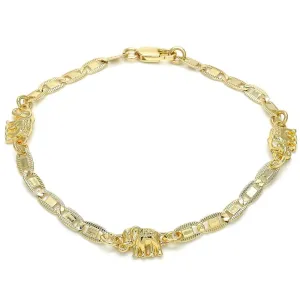 18k Gold Filled High Polish Finsh Triple Elephant Bracelet 8