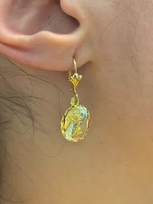 18K Gold Filled Tri Color Divino Niño Earrings Lever Back 20x13mm For Women / Baby Jesus Dangle Earrings/ Aretes del Divino Niño