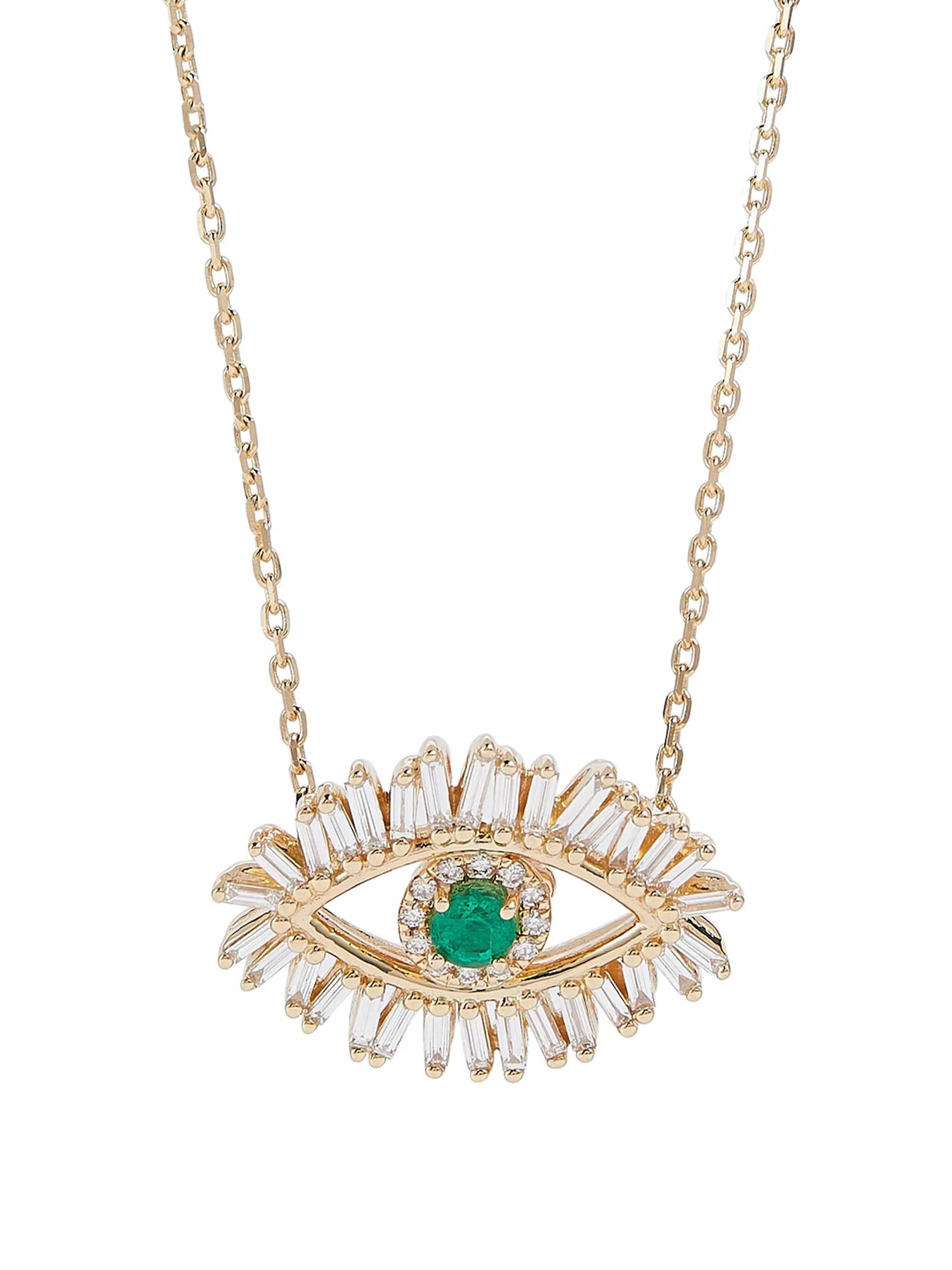 18kt gold necklace with emerald and diamonds