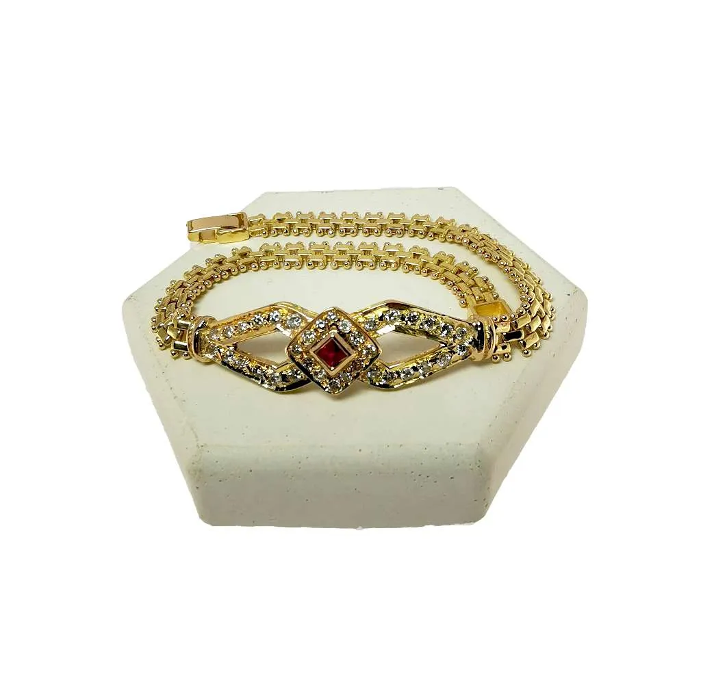 18kt yellow gold ruby and diamond bracelet