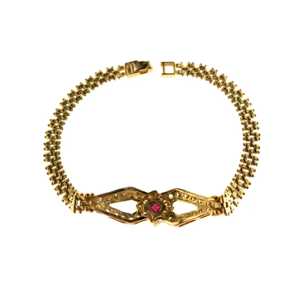 18kt yellow gold ruby and diamond bracelet