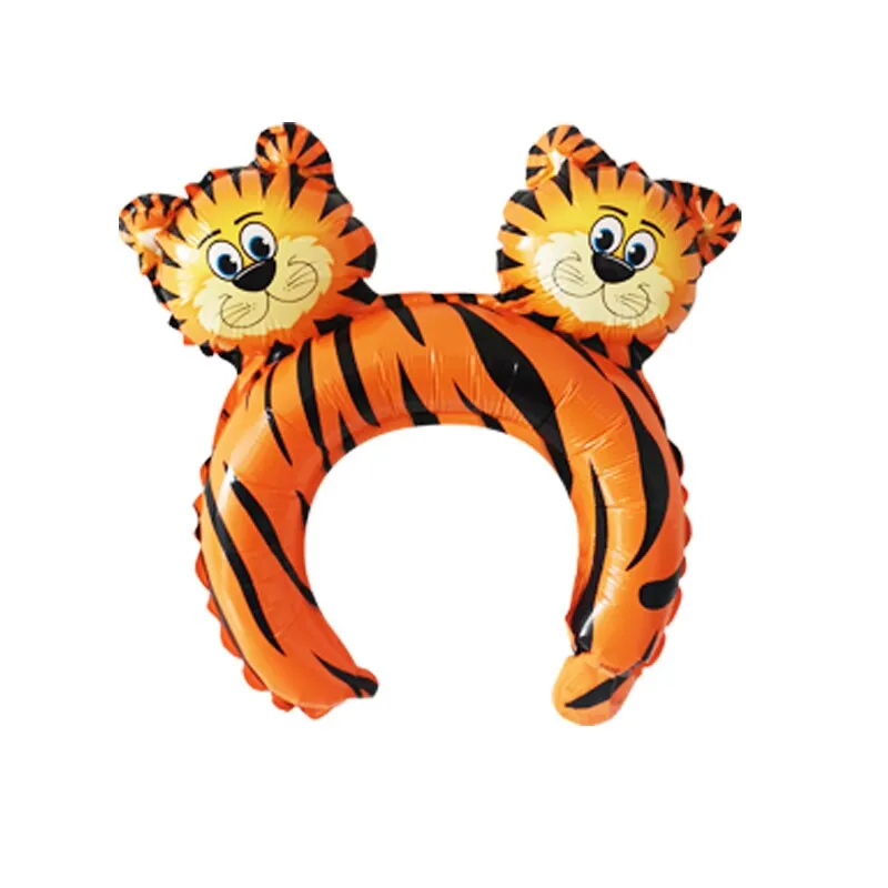 20pcs Cute Animal Tiara Headband Balloon Frog Panda Fox Tiger Cat Baby Shower Kids Toy Happy Birthday Wedding Party Decoration