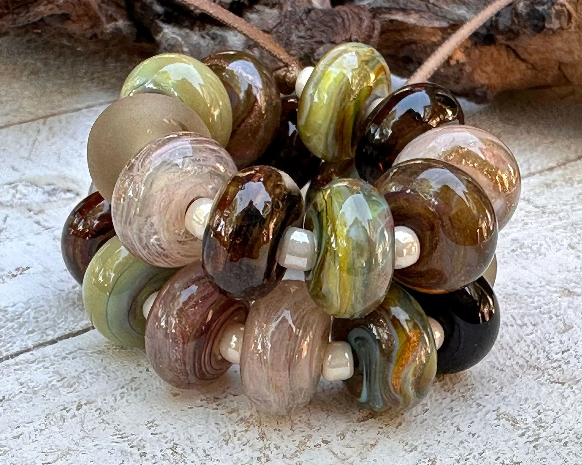 22 Forrest Dreams Shimmer Lampwork Beads Mix SRA