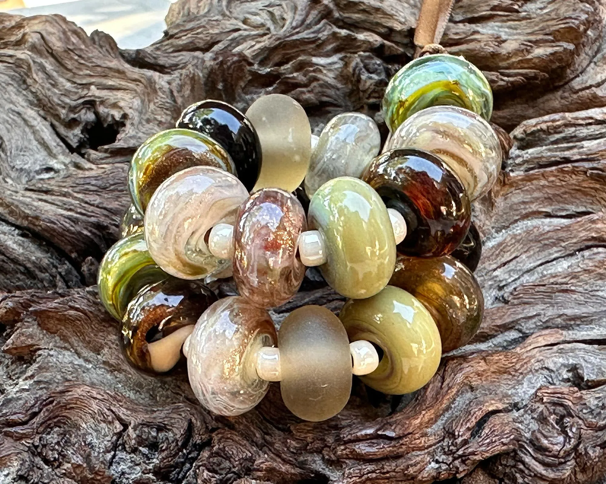 22 Forrest Dreams Shimmer Lampwork Beads Mix SRA