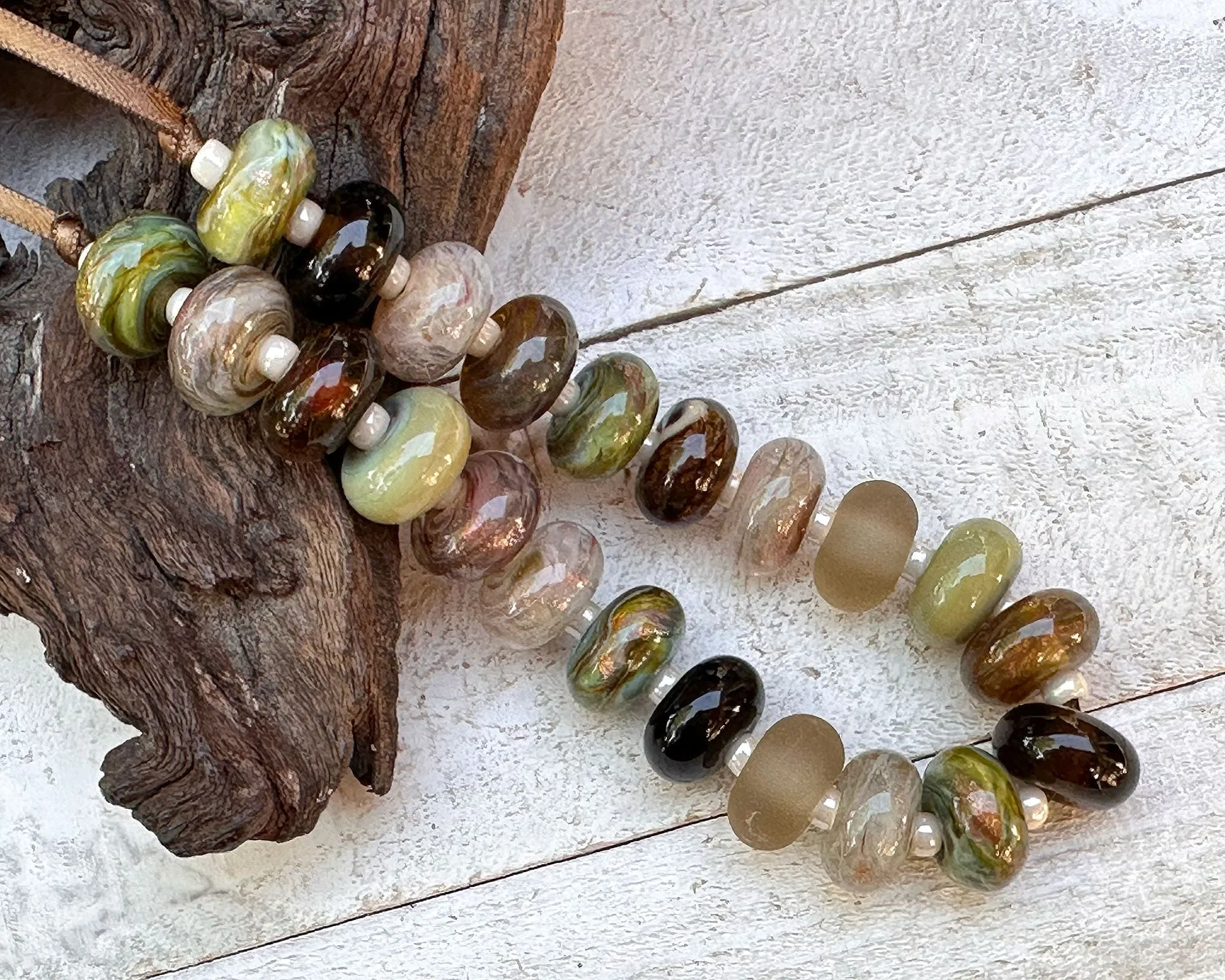22 Forrest Dreams Shimmer Lampwork Beads Mix SRA