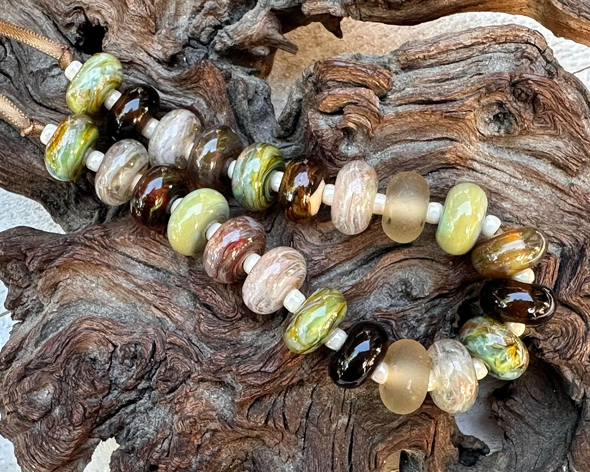 22 Forrest Dreams Shimmer Lampwork Beads Mix SRA