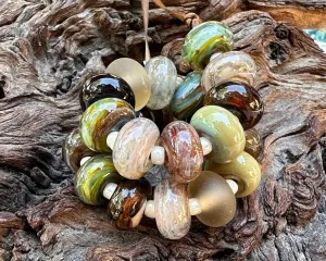 22 Forrest Dreams Shimmer Lampwork Beads Mix SRA