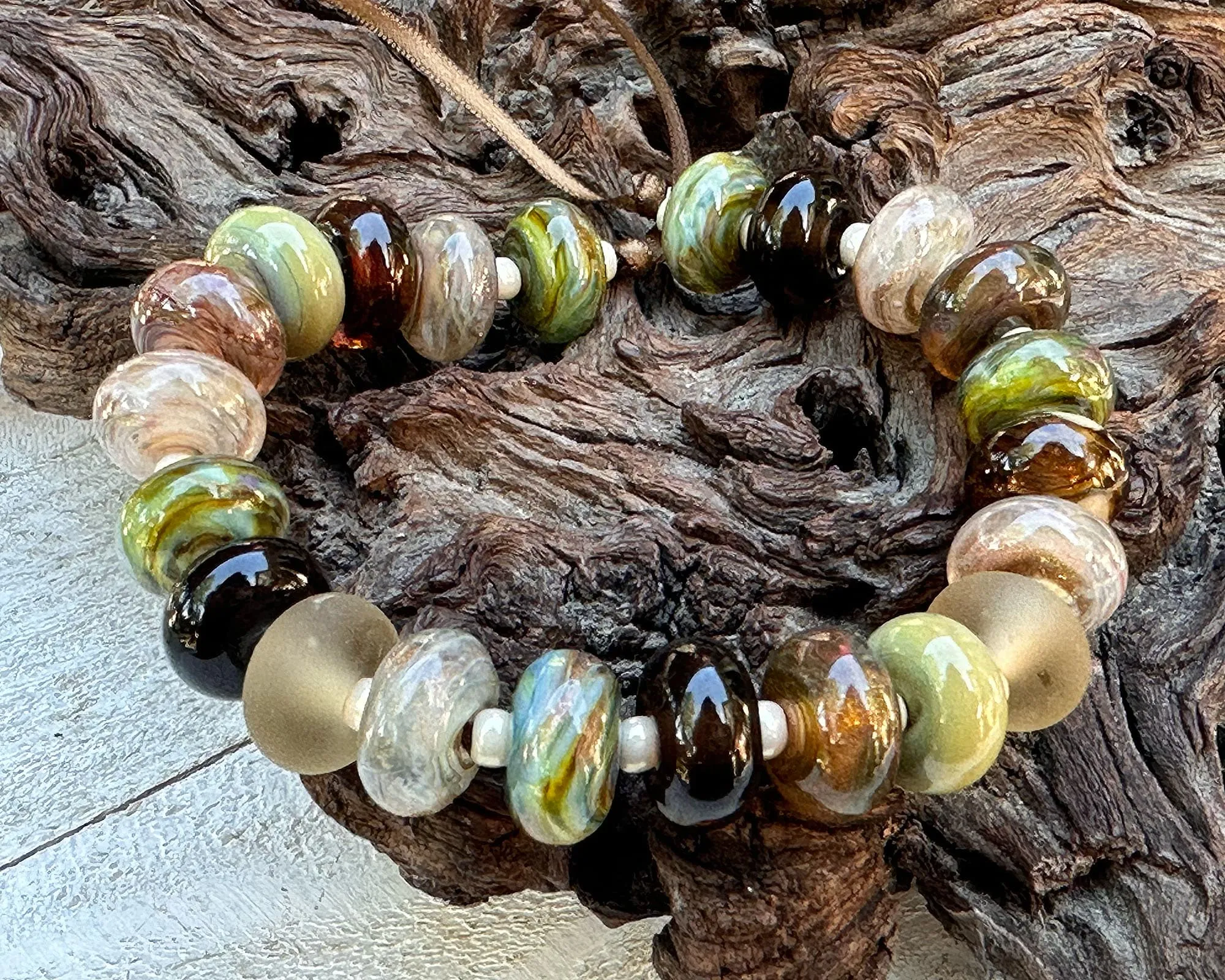 22 Forrest Dreams Shimmer Lampwork Beads Mix SRA