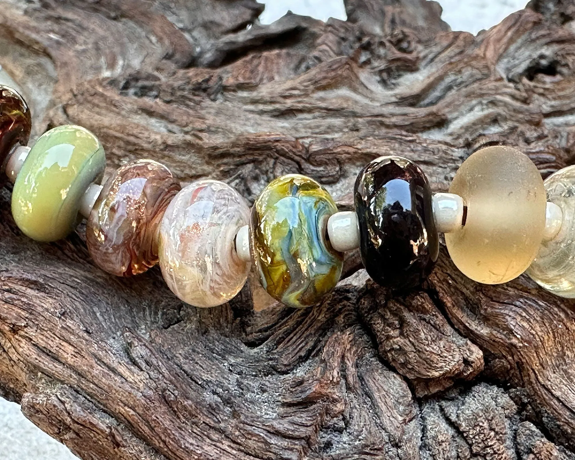 22 Forrest Dreams Shimmer Lampwork Beads Mix SRA