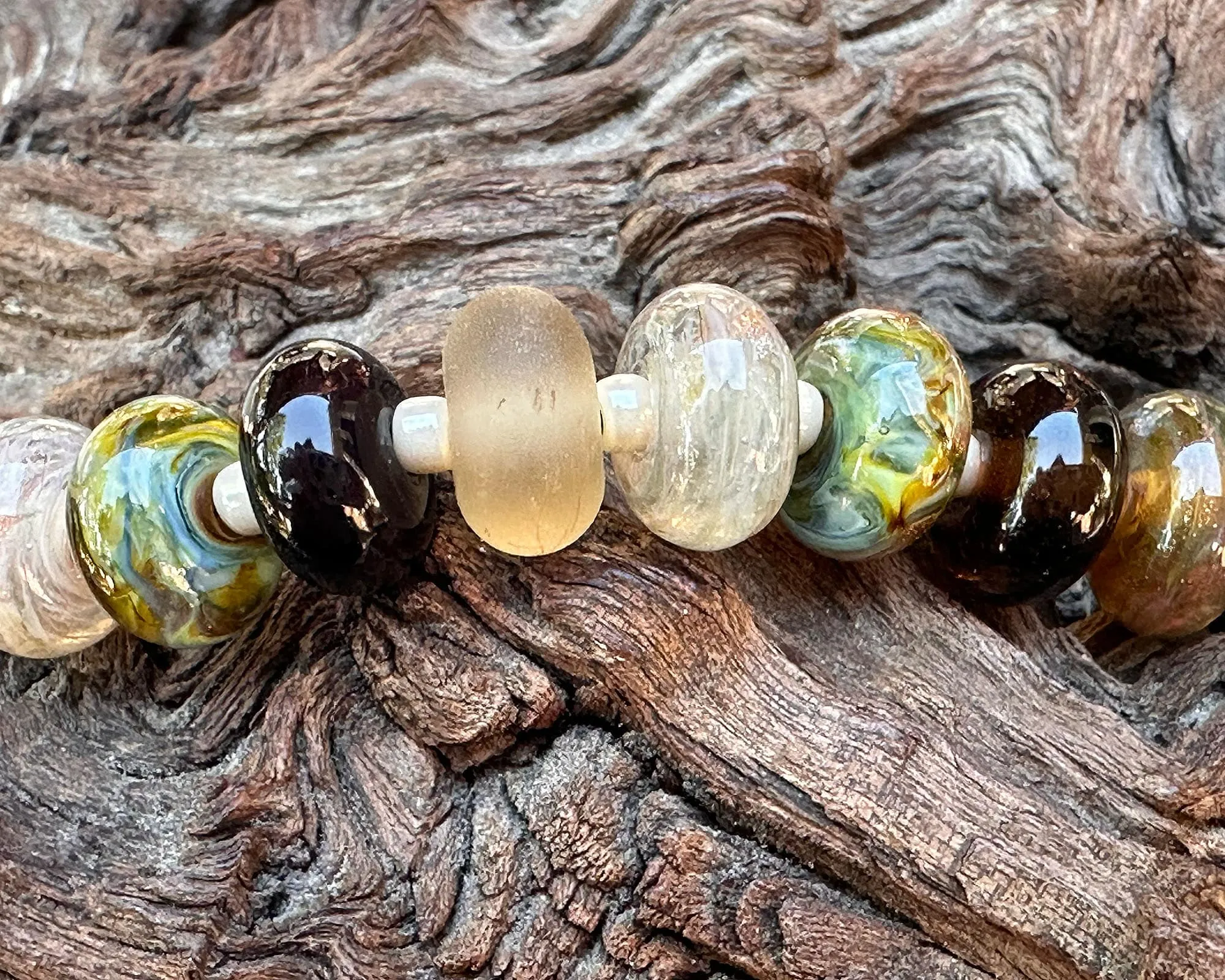 22 Forrest Dreams Shimmer Lampwork Beads Mix SRA