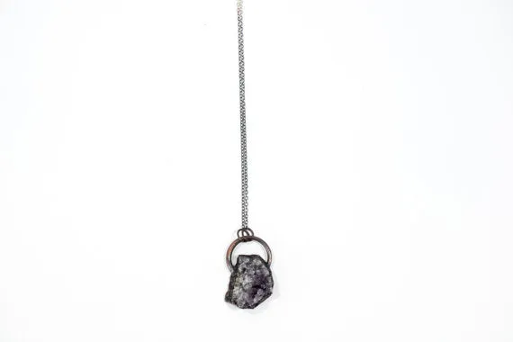 24" Druzy Amethyst Sterling Silver Necklace*