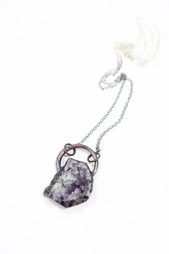 24" Druzy Amethyst Sterling Silver Necklace*