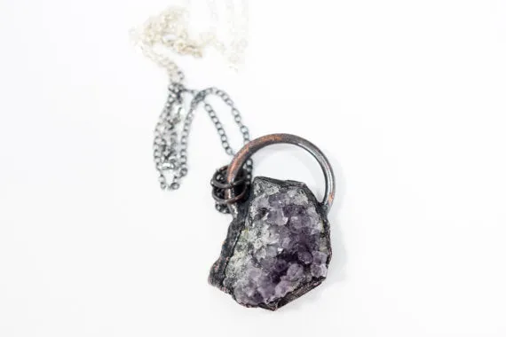 24" Druzy Amethyst Sterling Silver Necklace*