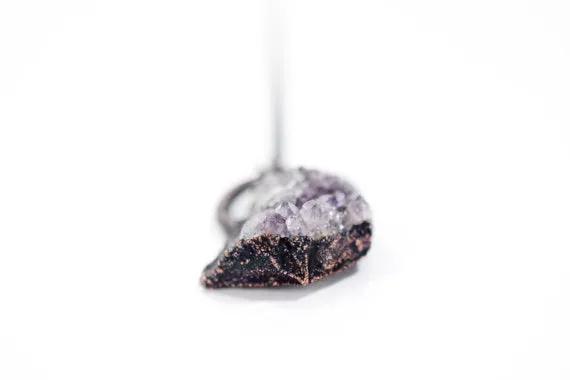 24" Druzy Amethyst Sterling Silver Necklace*
