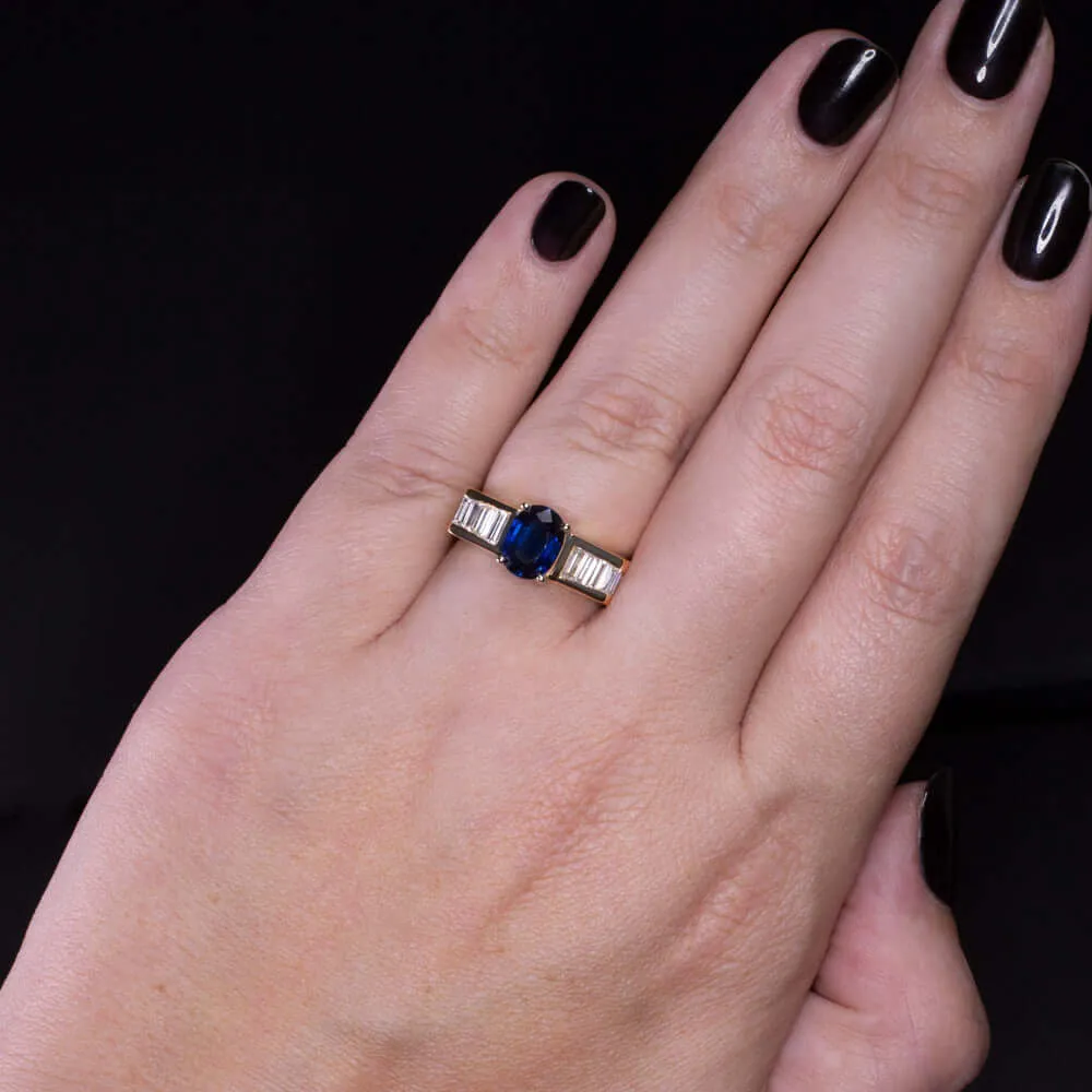 2.70c SAPPHIRE DIAMOND COCKTAIL RING 10 GRAM YELLOW GOLD SQUARE CHUNKY WIDE MENS