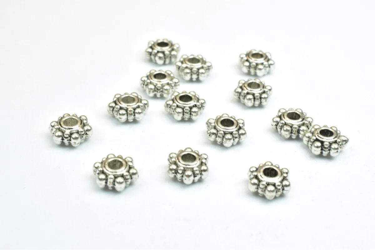 28 PCs Flower Spacer Beads Size 6mm Base Metal Alloy Spacer Hole Size 1.5mm For Jewelry Making