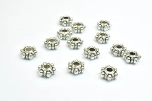 28 PCs Flower Spacer Beads Size 6mm Base Metal Alloy Spacer Hole Size 1.5mm For Jewelry Making