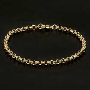4mm Gold Filled Bonded Diamond Cut Pattern Belcher Bracelet 8 Inch