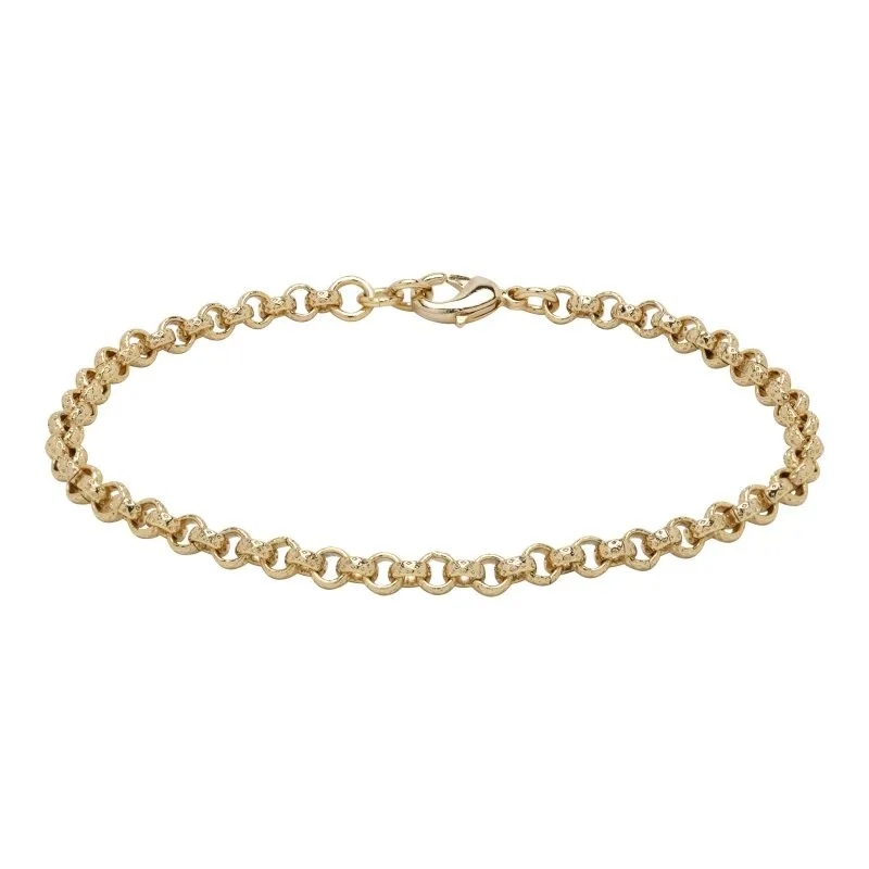 4mm Gold Filled Bonded Diamond Cut Pattern Belcher Bracelet 8 Inch