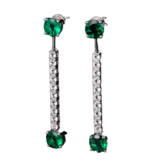 6.0Carat Round Lab Created Emerald Drop Earrings