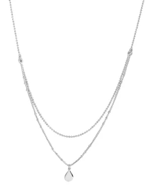 925 Sterling Silver Rhodium Plated Double Chain Choker Necklace