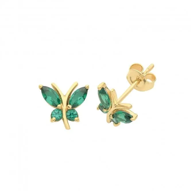 9ct Yellow Gold Butterfly Stud Earrings ES1602E