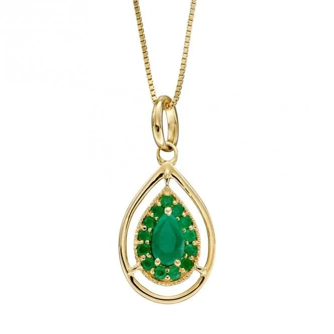 9ct Yellow Gold Cut Out Teardrop Emerald Pendant GP2286G
