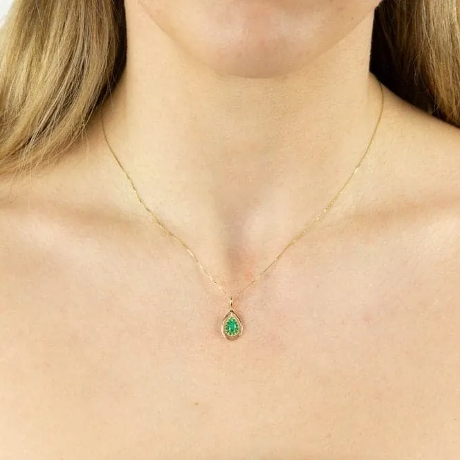 9ct Yellow Gold Cut Out Teardrop Emerald Pendant GP2286G