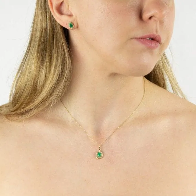 9ct Yellow Gold Cut Out Teardrop Emerald Pendant GP2286G