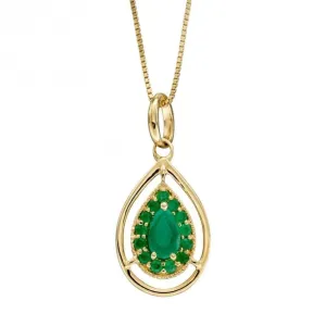 9ct Yellow Gold Cut Out Teardrop Emerald Pendant GP2286G