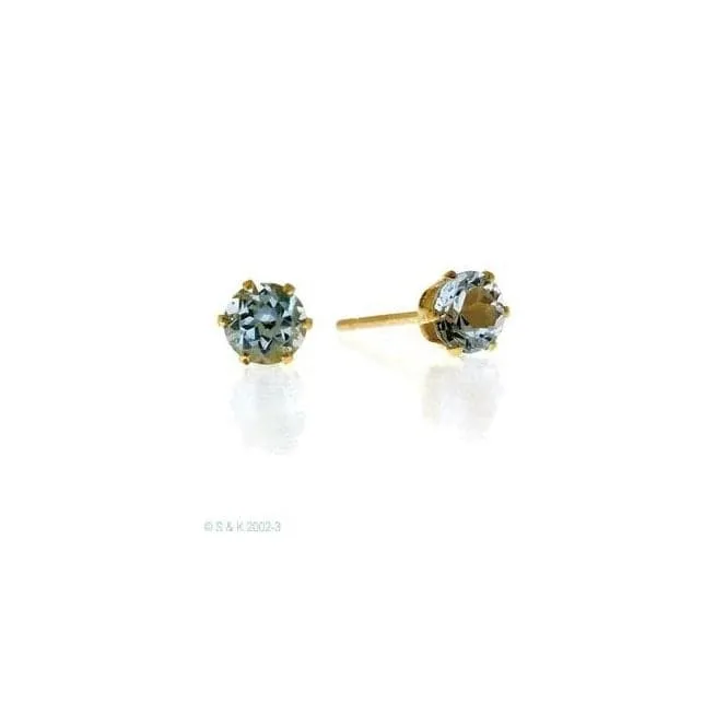 Acotis Diamonds 9K Gold 4mm Blue Topaz Earrings Z1384