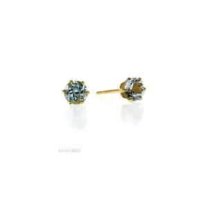 Acotis Diamonds 9K Gold 4mm Blue Topaz Earrings Z1384