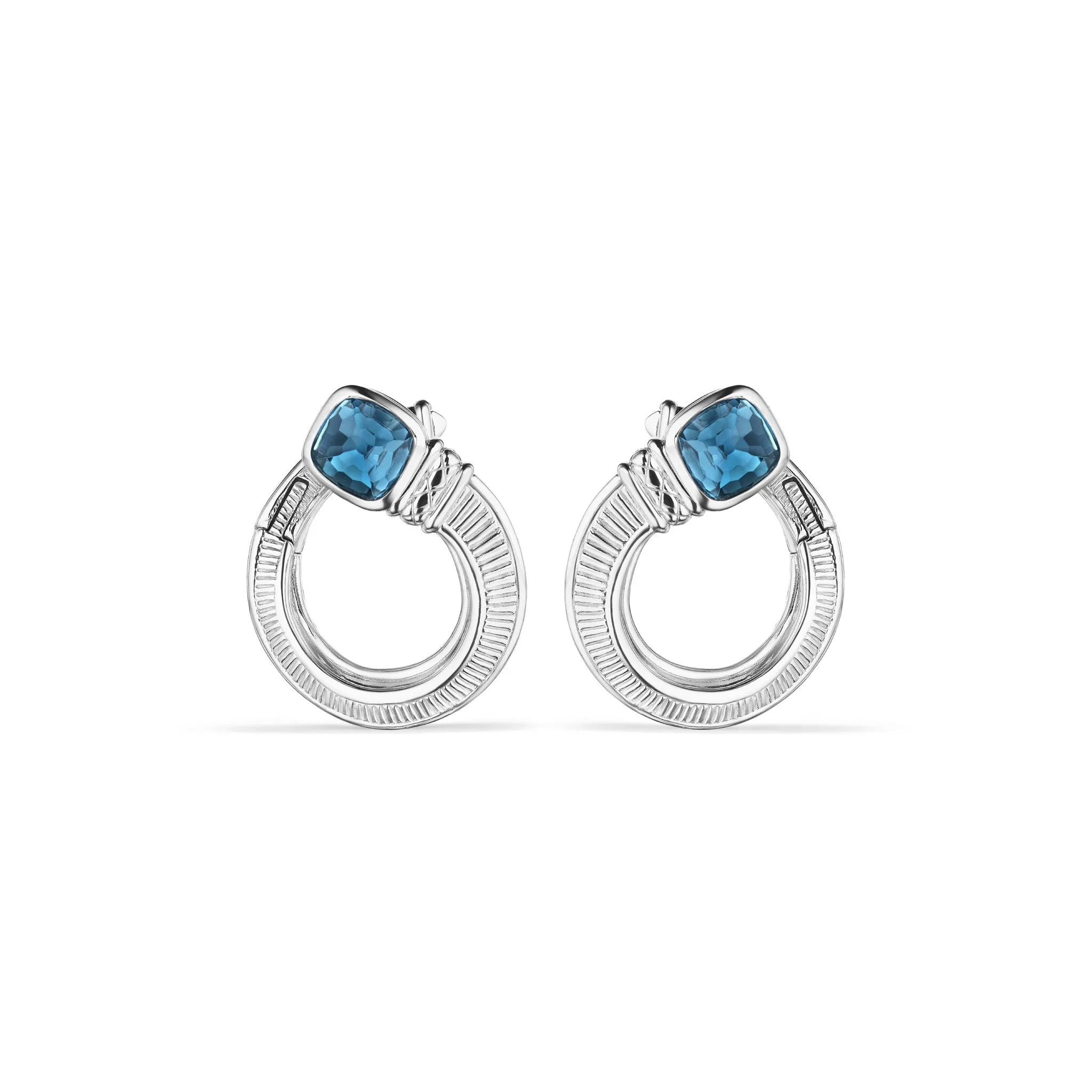 Adrienne Forward Facing Hoop Earrings with London Blue Topaz