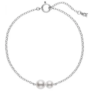 Akoya Cultured Pearl Station Bracelet in 18K White Gold