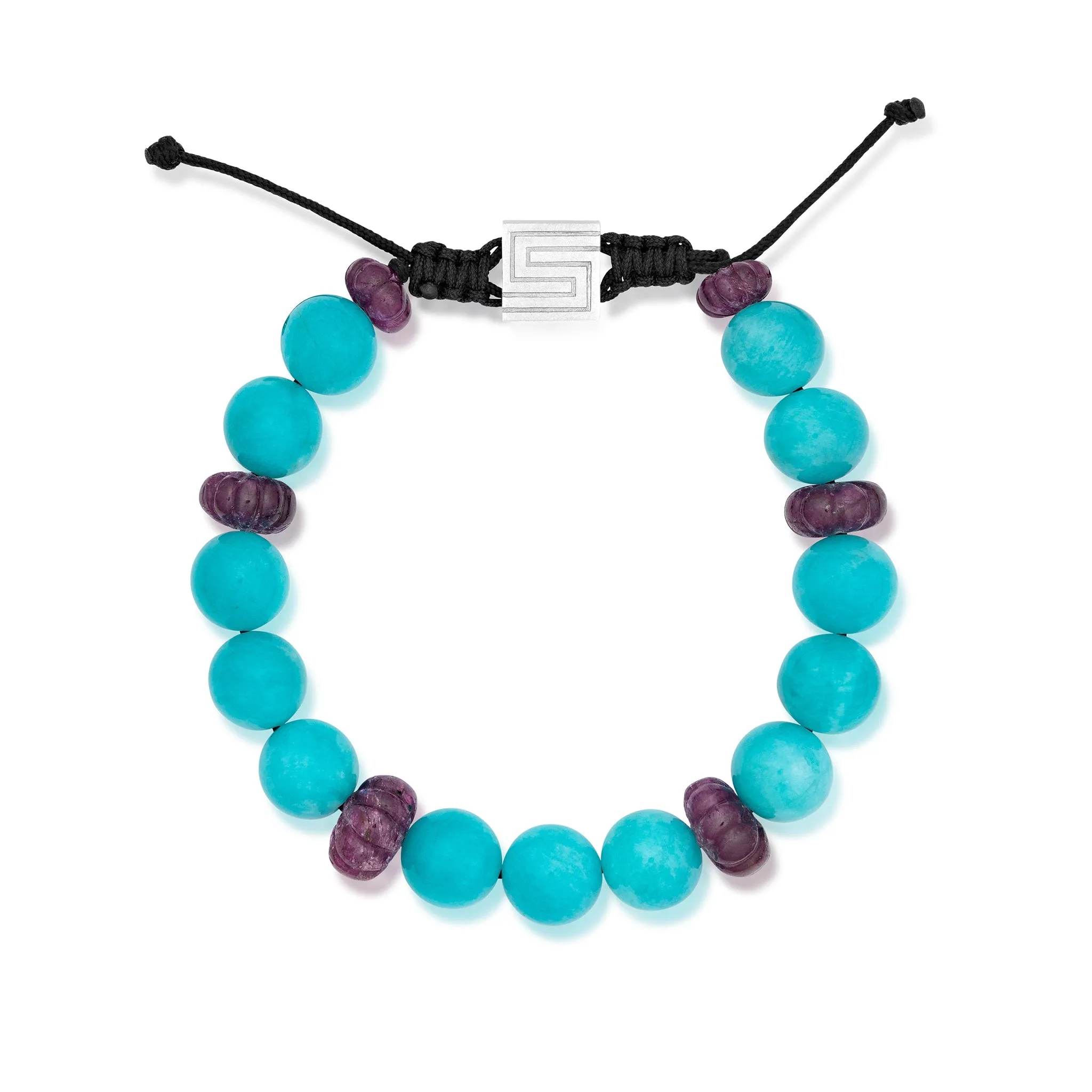 Amazonite and Carved Ruby Bead Bracelet