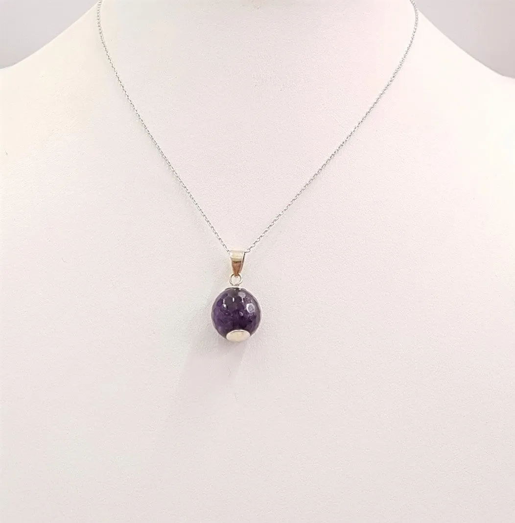 Amethyst Ball Silver Single Pendant