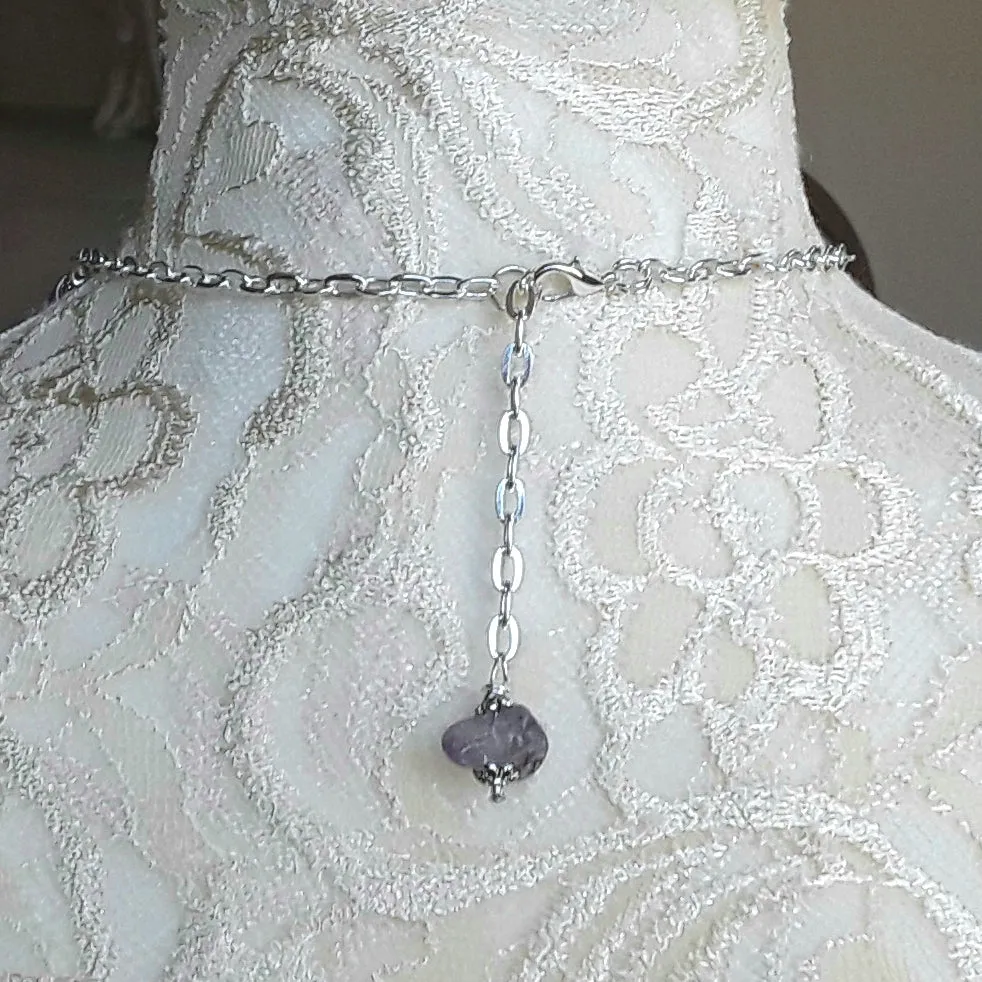 Amethyst Designer Inspired Statement Necklace - Cluster Gemstone Gift for Her