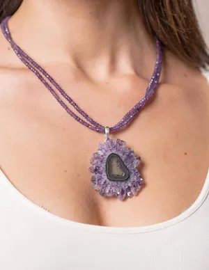 Amethyst Stalactite Gemstone Necklace - One Of A Kind