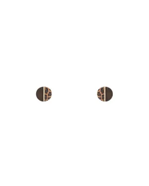 Animal Print Wood Stud Earrings