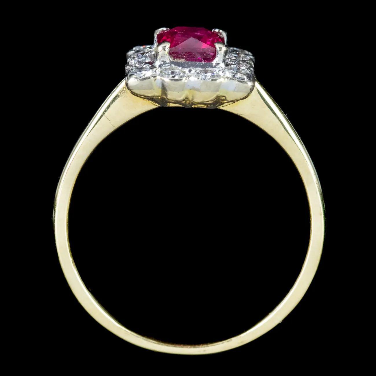 Antique Edwardian Ruby Diamond Cluster Ring 1.12ct Ruby Dated 1903 With Cert