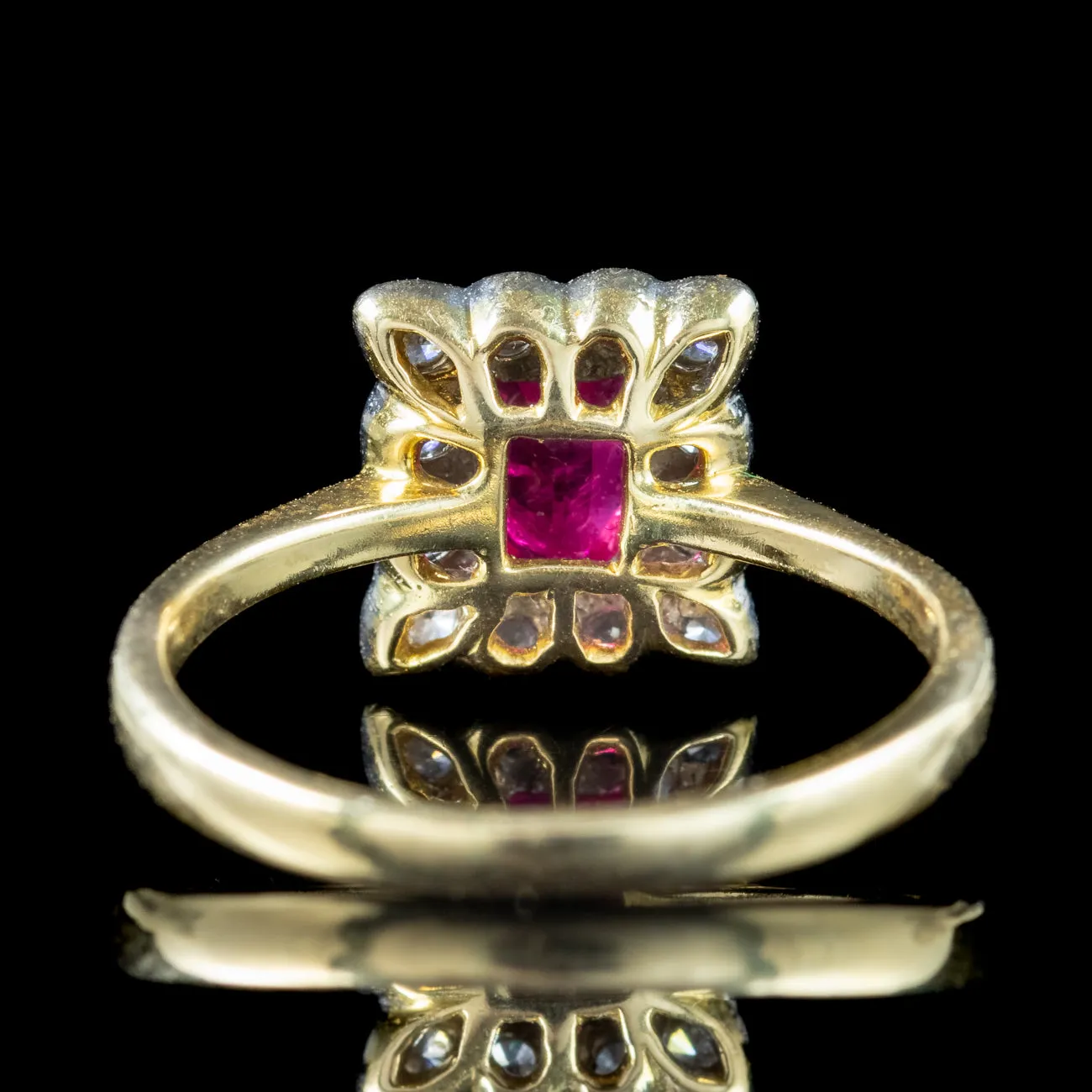 Antique Edwardian Ruby Diamond Cluster Ring 1.12ct Ruby Dated 1903 With Cert